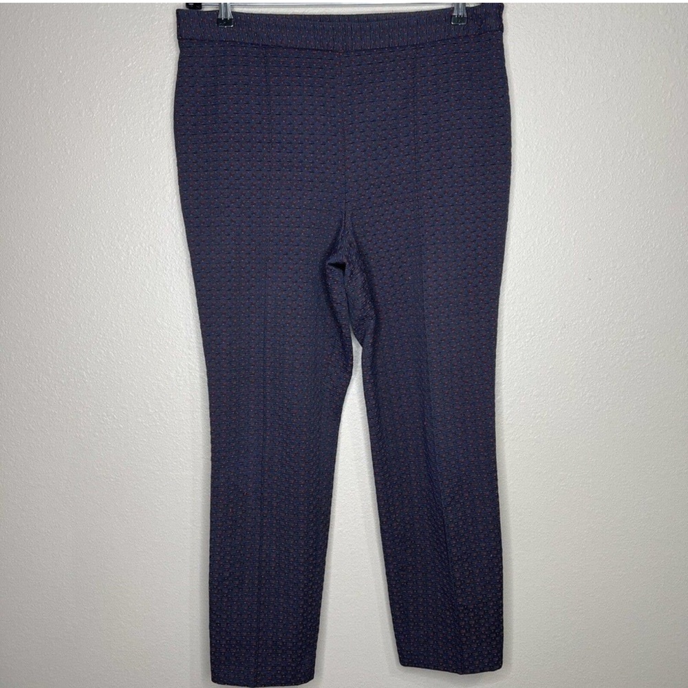 Ann Taylor Women's Blue & Red Polka Dot High Rise Stretch Cropped Pants Sz 12